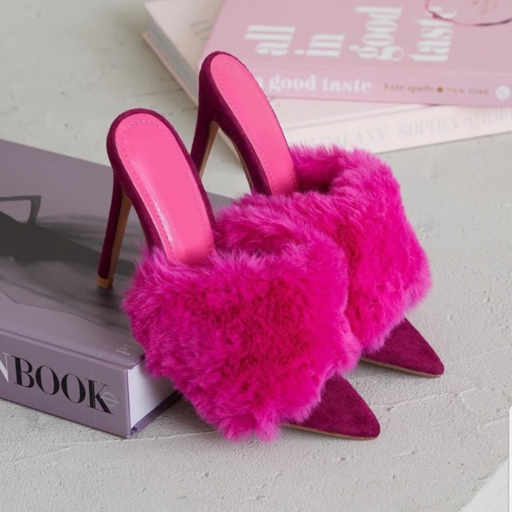 New Savage Magenta Pointy Peep Toe
